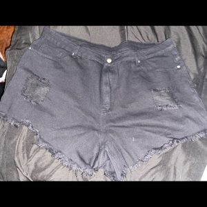 Plus Ripped Raw Cut Denim Shorts Size 3XL (18)